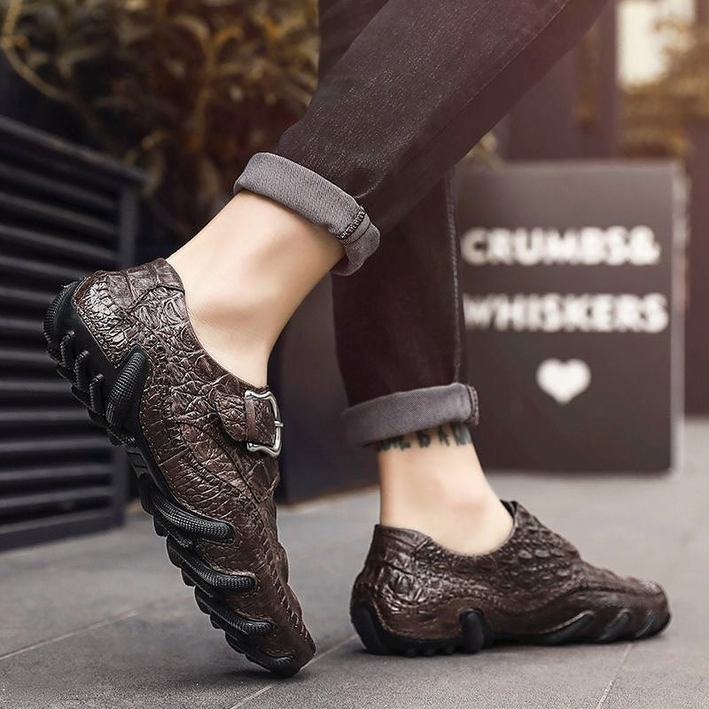 Men's Crocodile-Print Leather Shoes