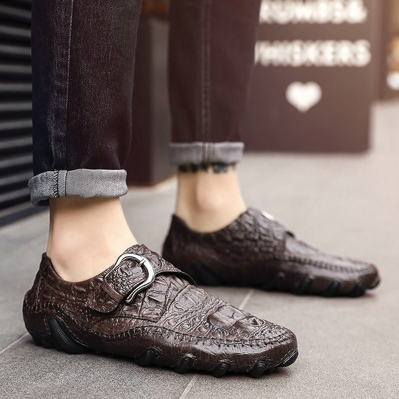Men's Crocodile-Print Leather Shoes