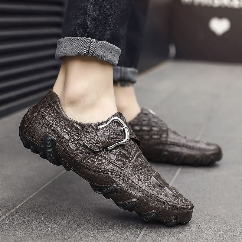 Men's Crocodile-Print Leather Shoes