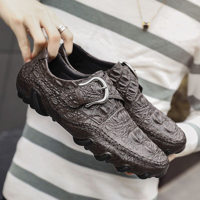 Men's Crocodile-Print Leather Shoes