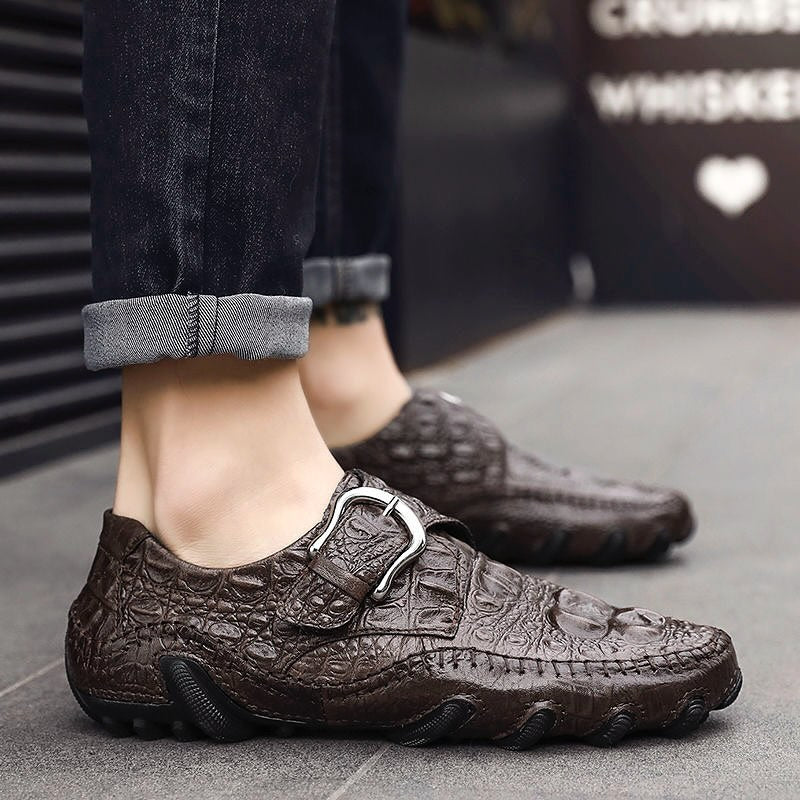 Men's Crocodile-Print Leather Shoes