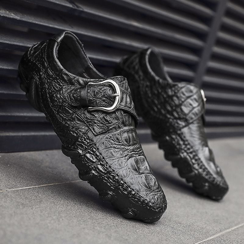 Men's Crocodile-Print Leather Shoes
