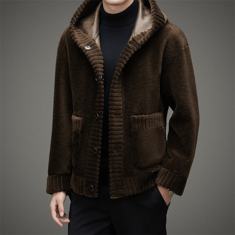 Men's thick plush warm coat