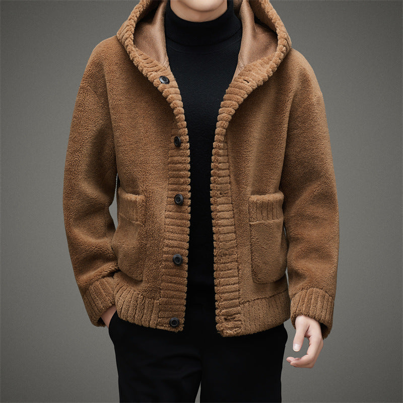 Men's thick plush warm coat