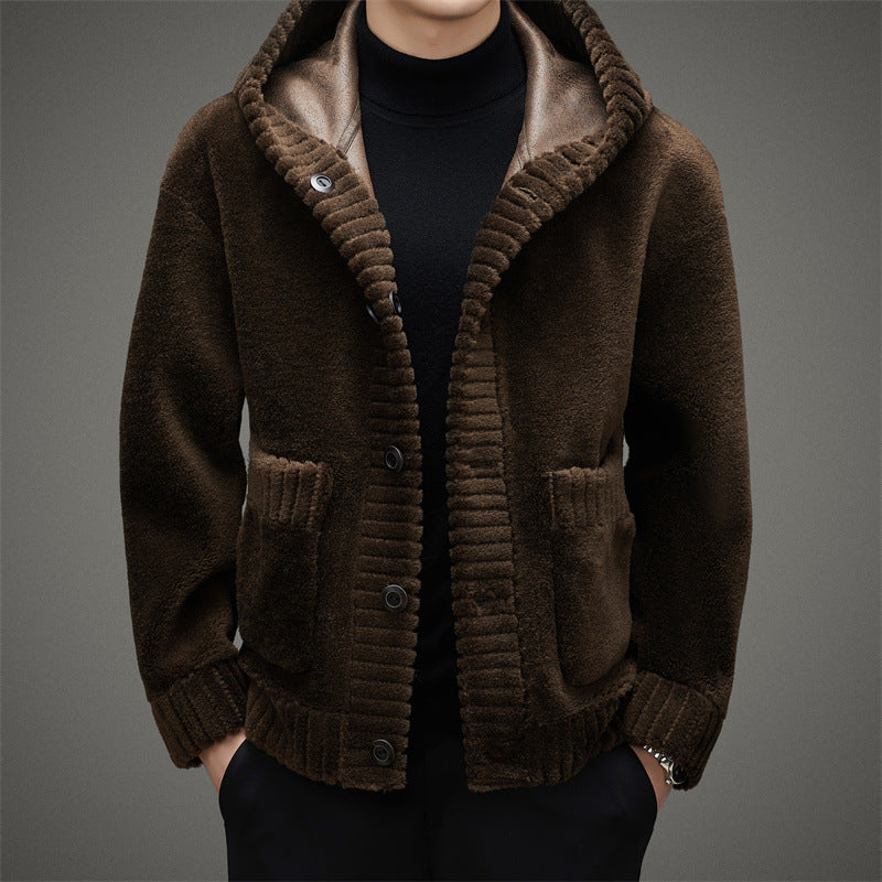 Men's thick plush warm coat