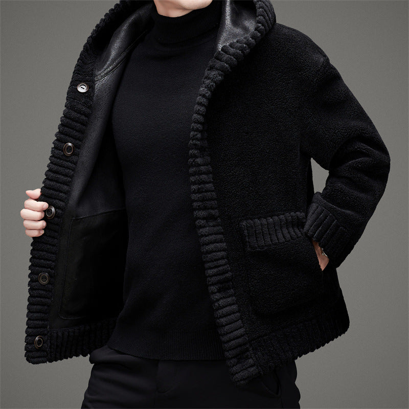 Men's thick plush warm coat