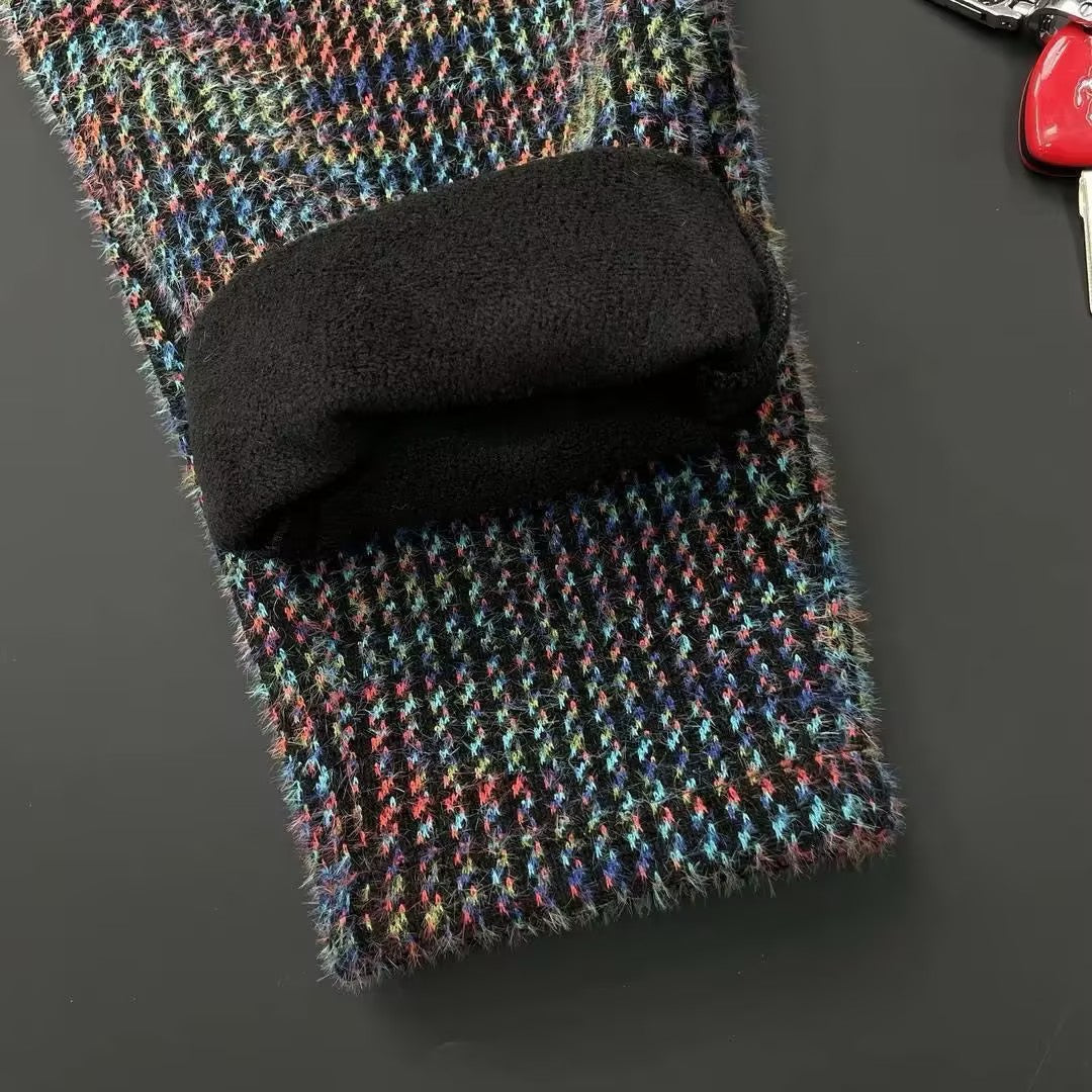 Men's jacquard thick drawstring pants