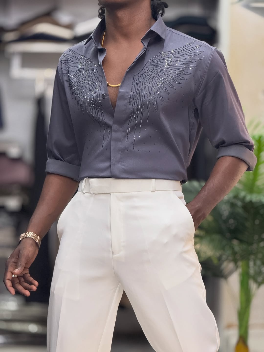 Men's Comfort Rhinestone Shirt