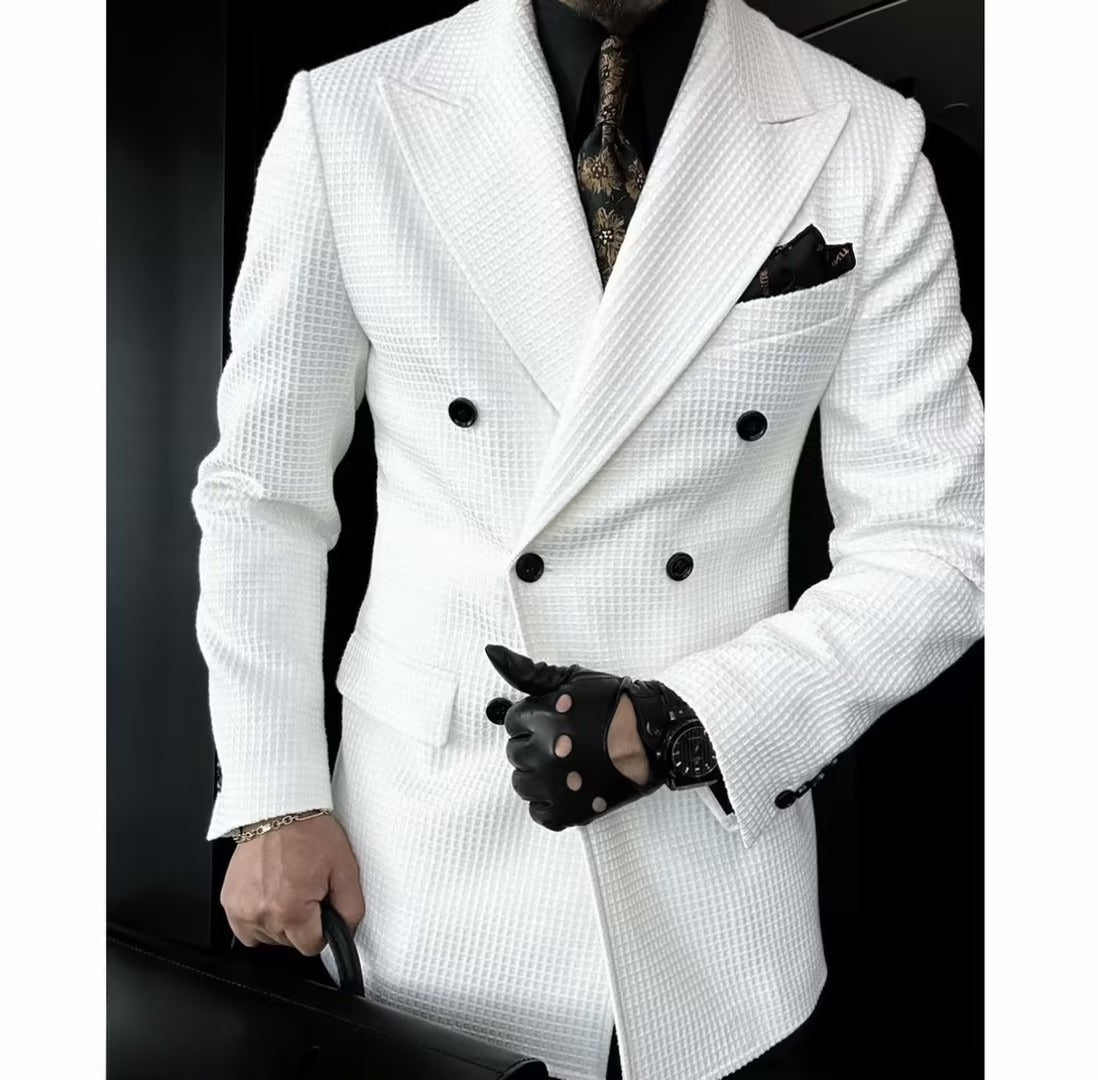 Men's textured waffle suit jacket