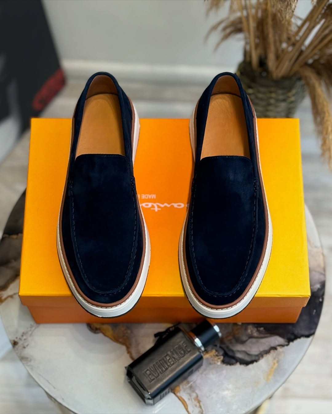 Men's textured suede slip-on shoes