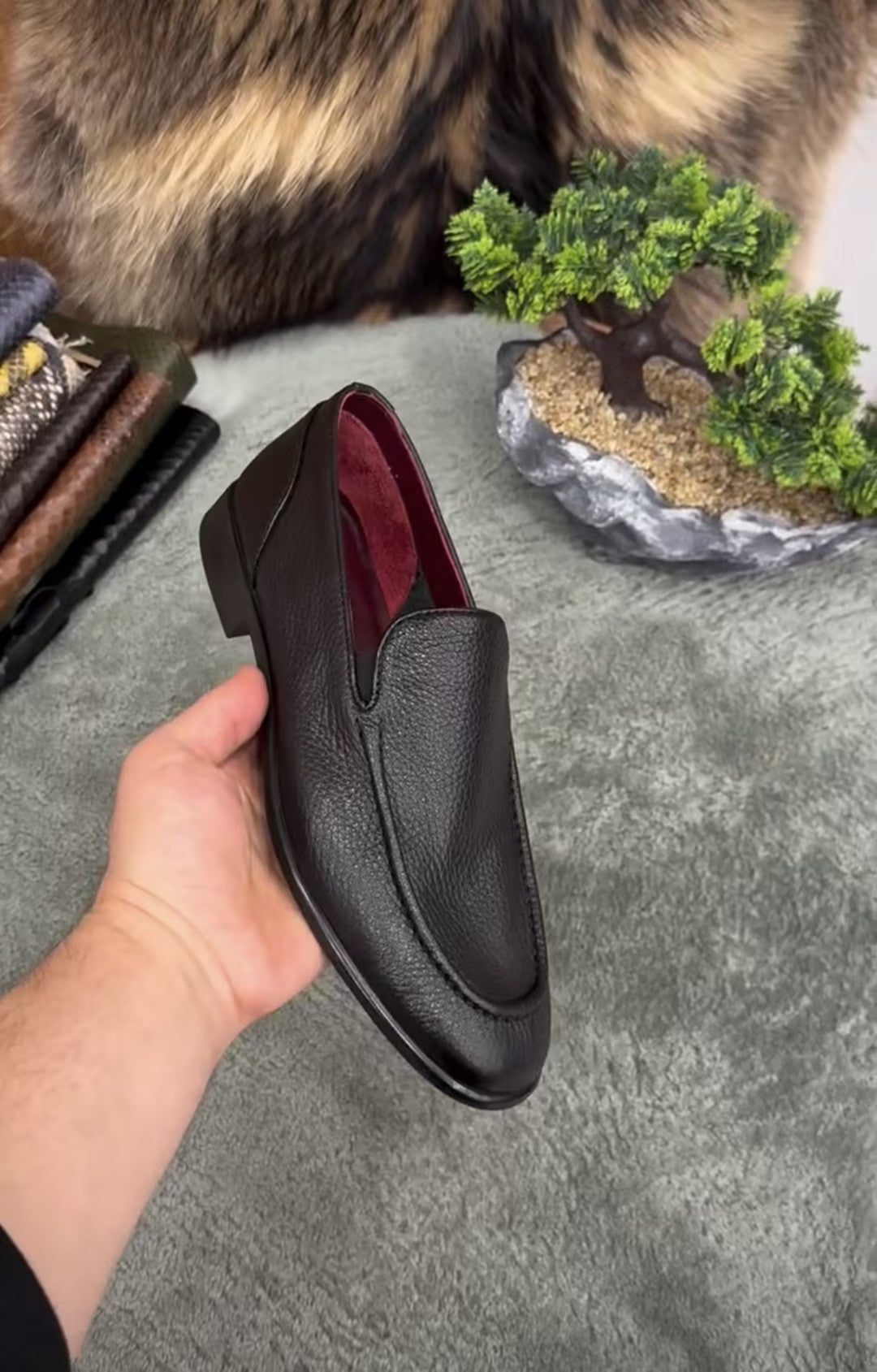 Men's red lining soft leather shoes