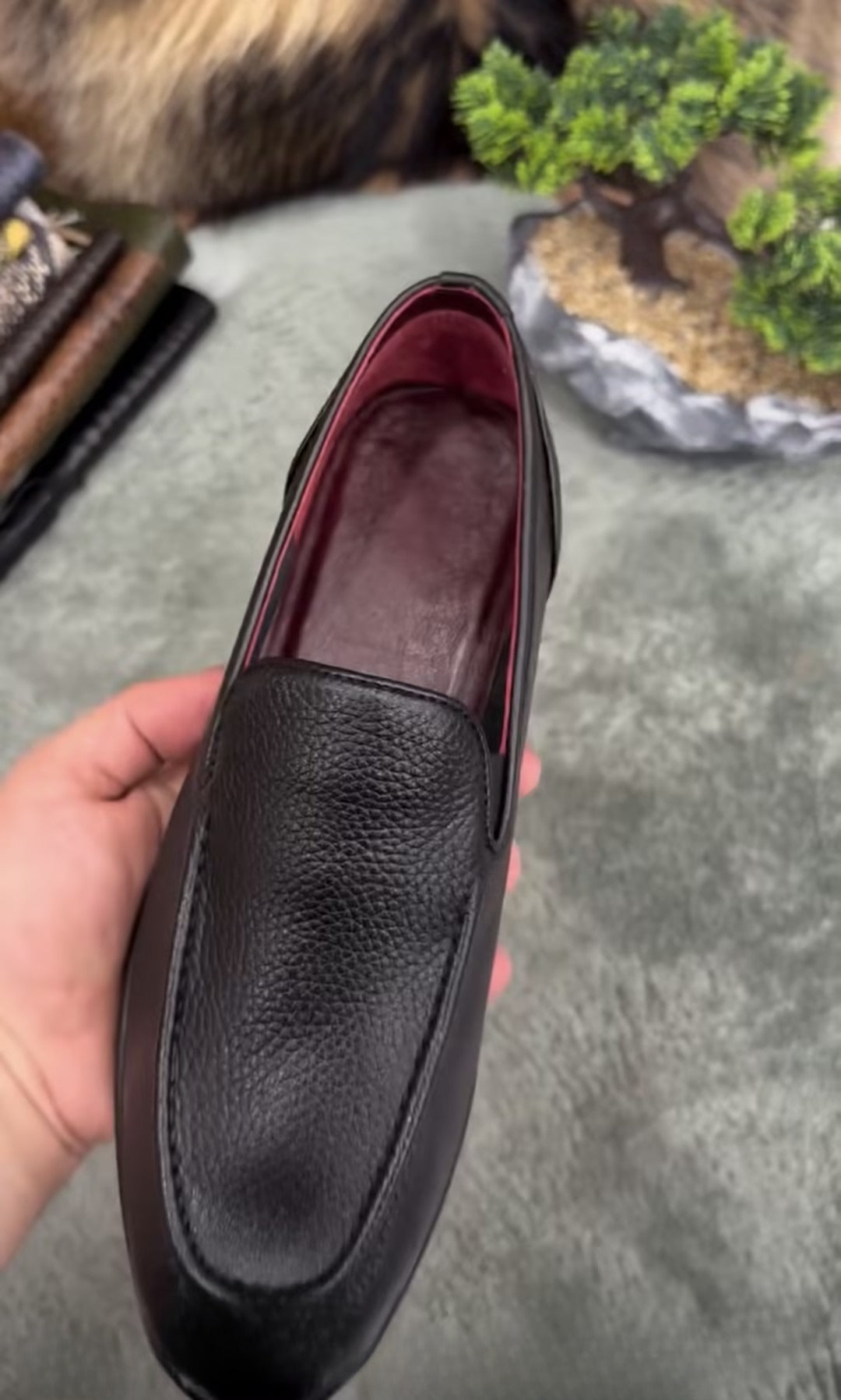 Men's red lining soft leather shoes