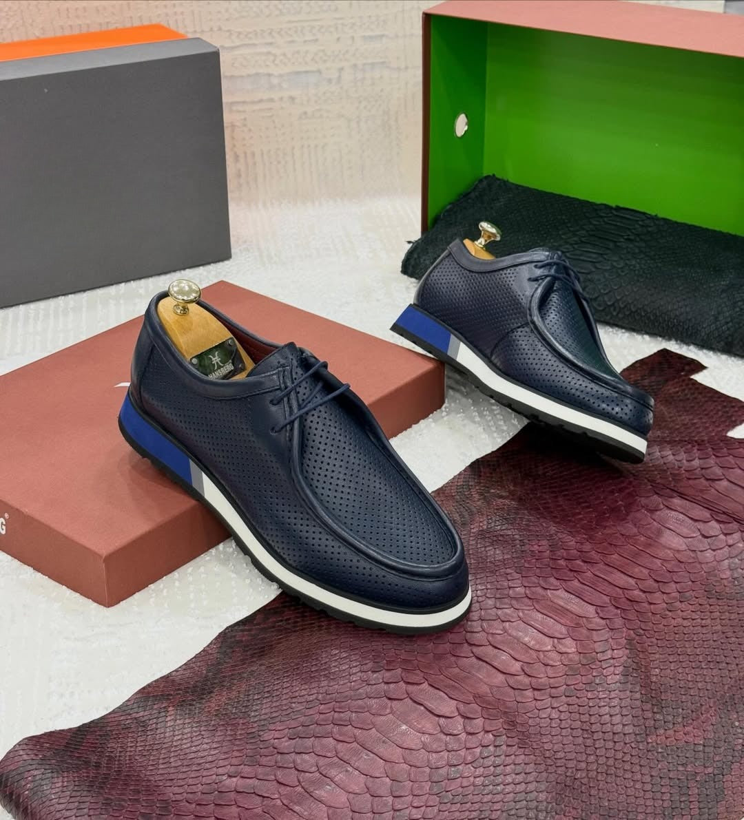 Men's breathable mesh slip-on leather shoes