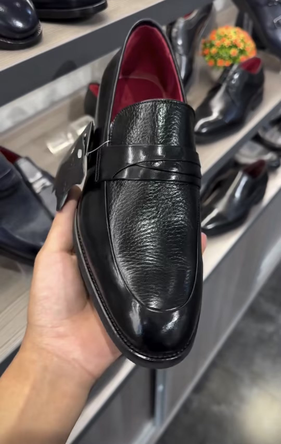Men's red lining soft leather shoes