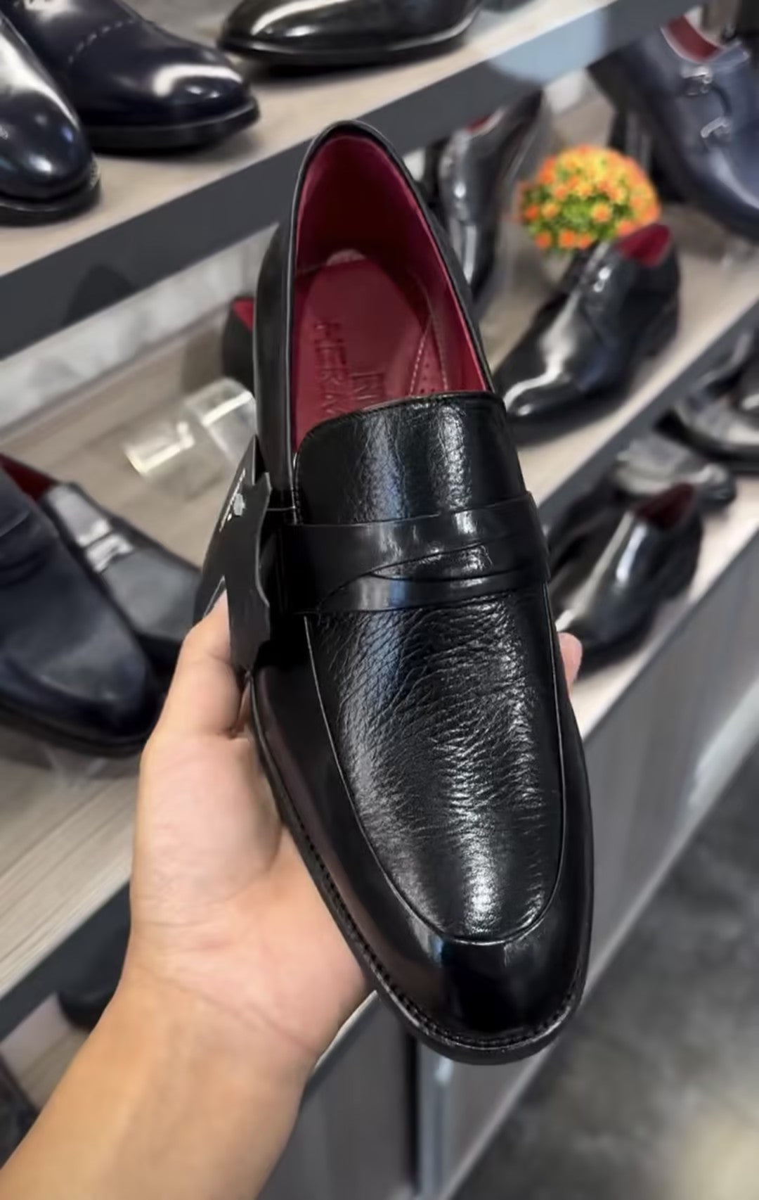 Men's red lining soft leather shoes