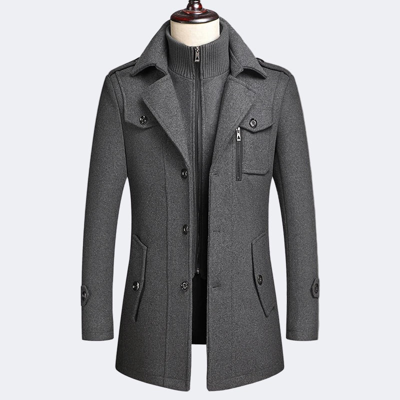 Men's double-collar faux two-piece jacket