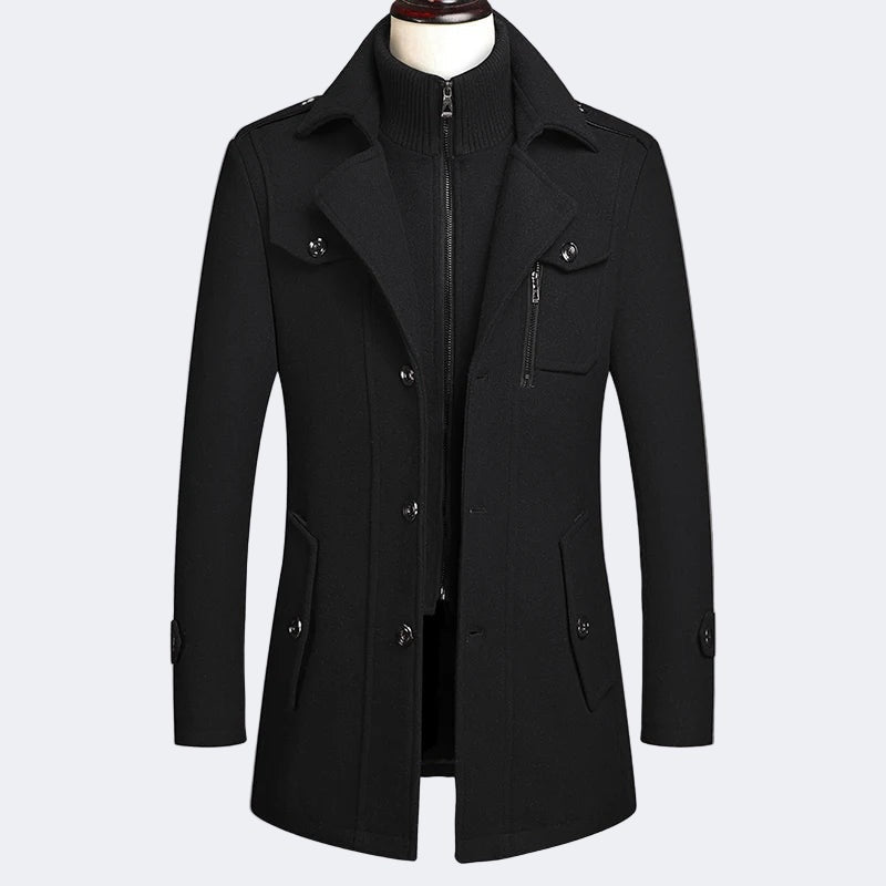 Men's double-collar faux two-piece jacket