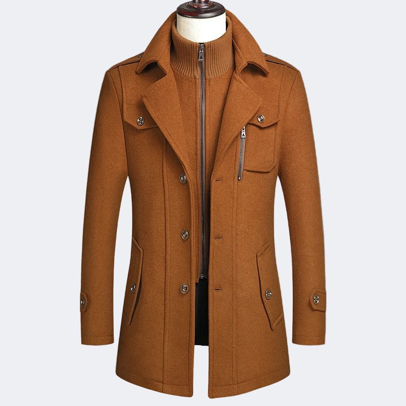 Men's double-collar faux two-piece jacket