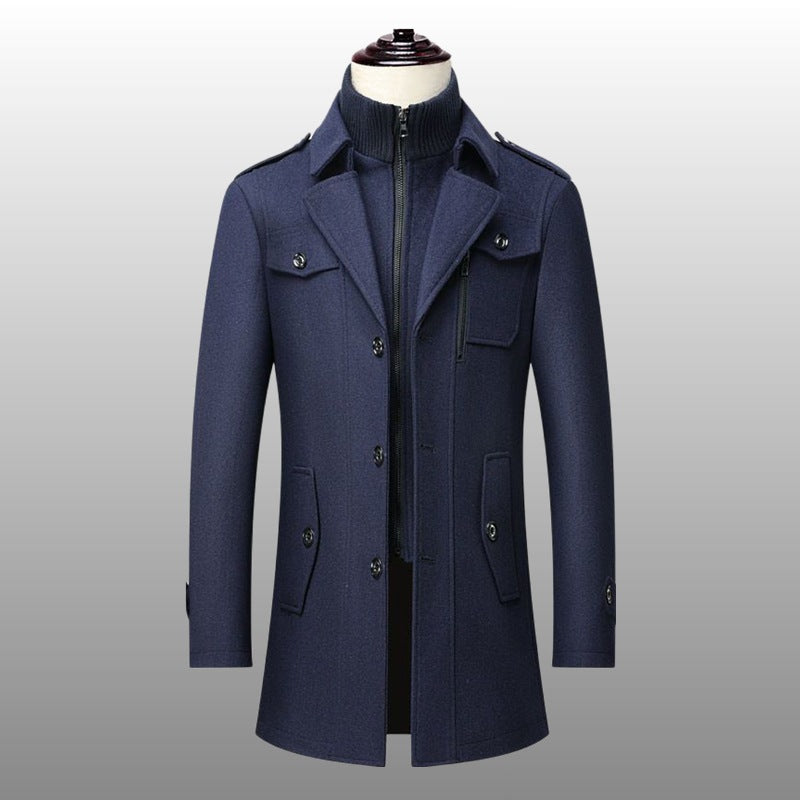 Men's double-collar faux two-piece jacket