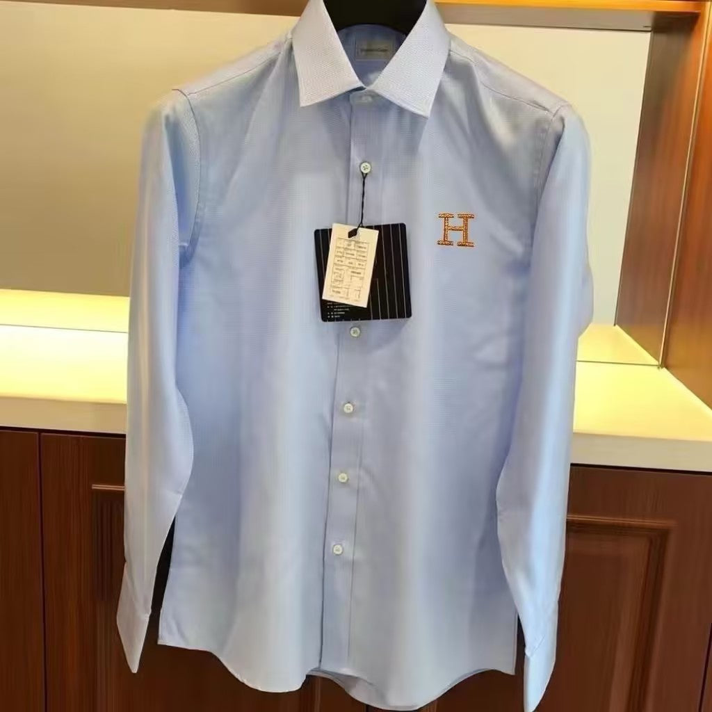 High-quality letter embroidered men's shirt