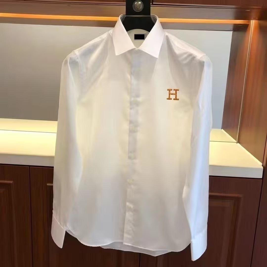 High-quality letter embroidered men's shirt