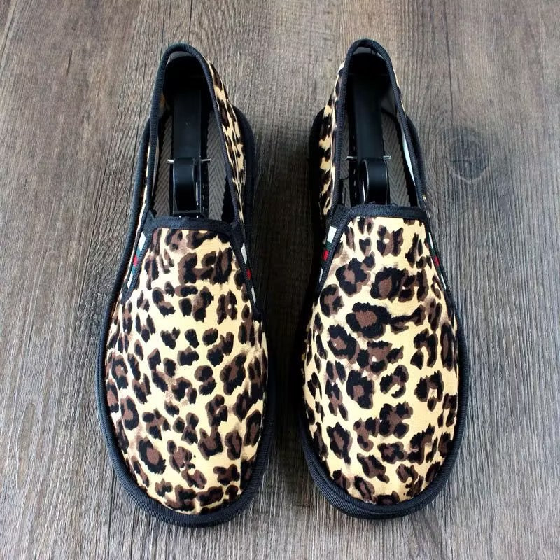 Men's leopard print comfortable slip-on shoes