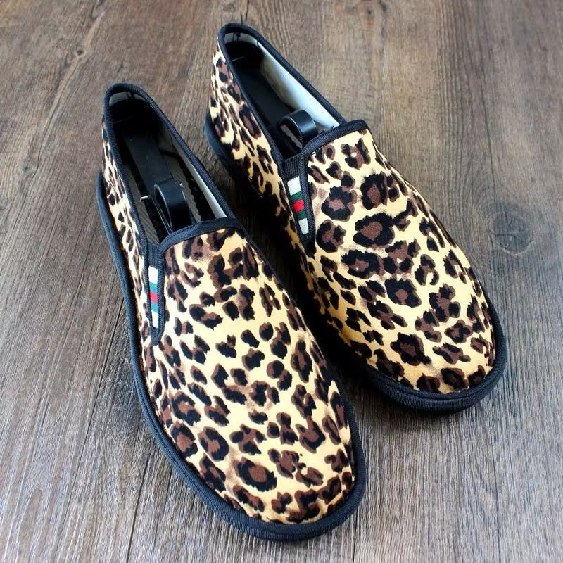 Men's leopard print comfortable slip-on shoes