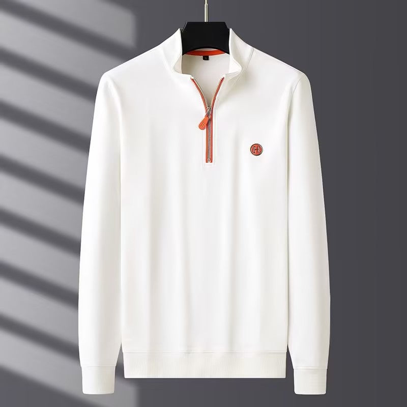 Men's half-zip stand collar long-sleeved top