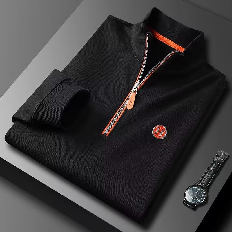 Men's half-zip stand collar long-sleeved top
