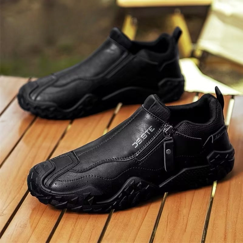 Men's wear-resistant and non-slip slip-on leather shoes