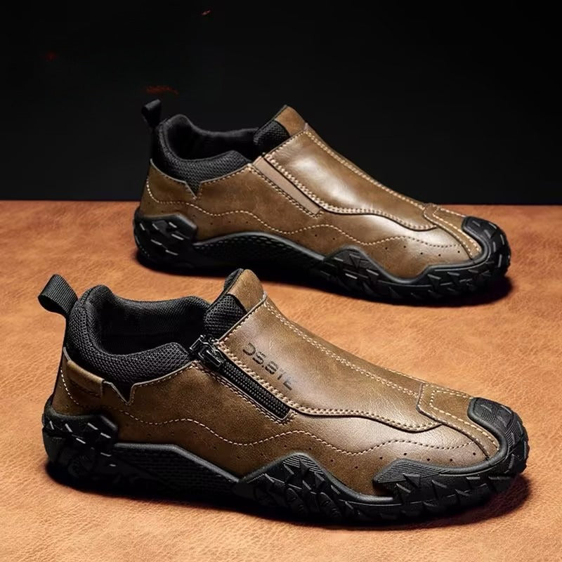 Men's wear-resistant and non-slip slip-on leather shoes
