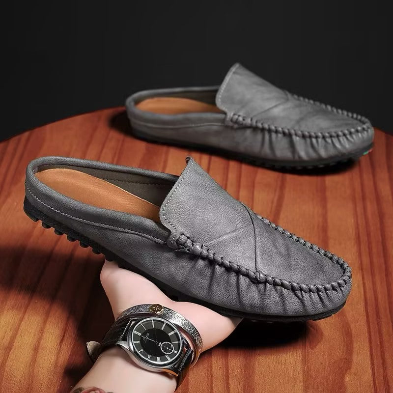 Men's slip-on leather slippers
