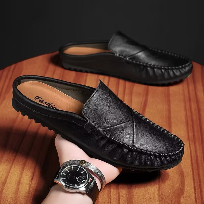 Men's slip-on leather slippers