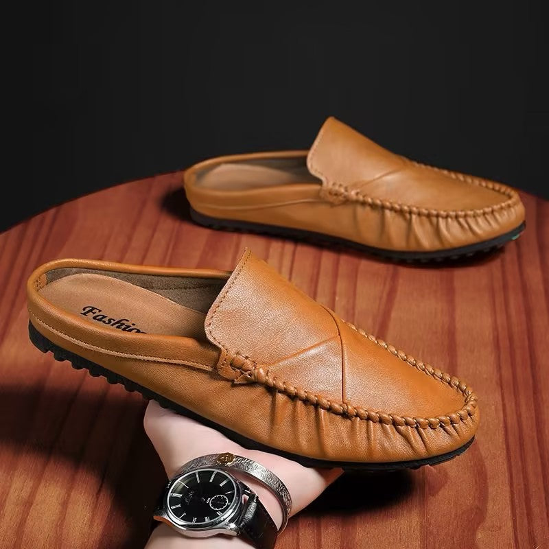 Men's slip-on leather slippers