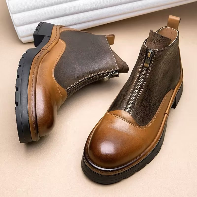Men's durable and comfortable leather ankle boots
