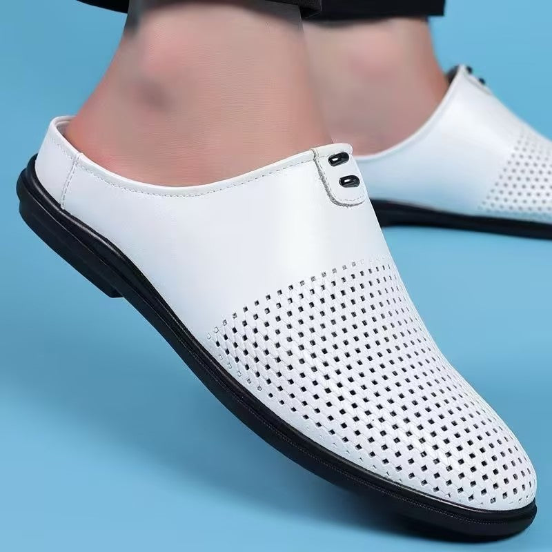 Men's Leather Mesh Comfort Slip-On Shoes