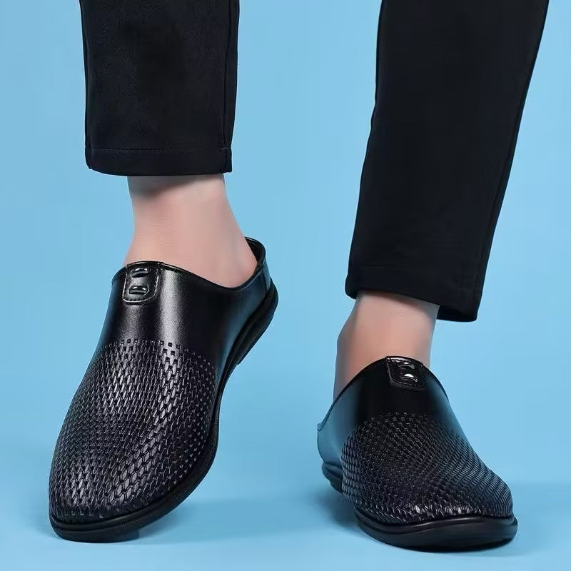 Men's Leather Mesh Comfort Slip-On Shoes