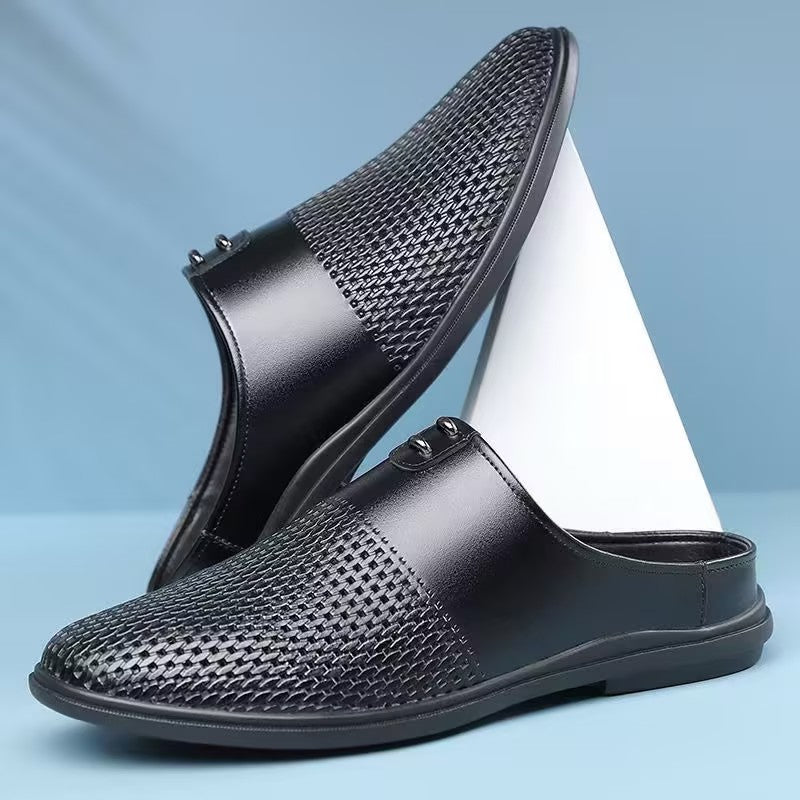 Men's Leather Mesh Comfort Slip-On Shoes