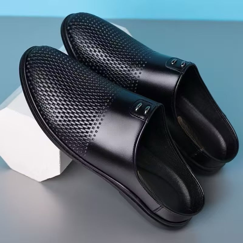 Men's Leather Mesh Comfort Slip-On Shoes