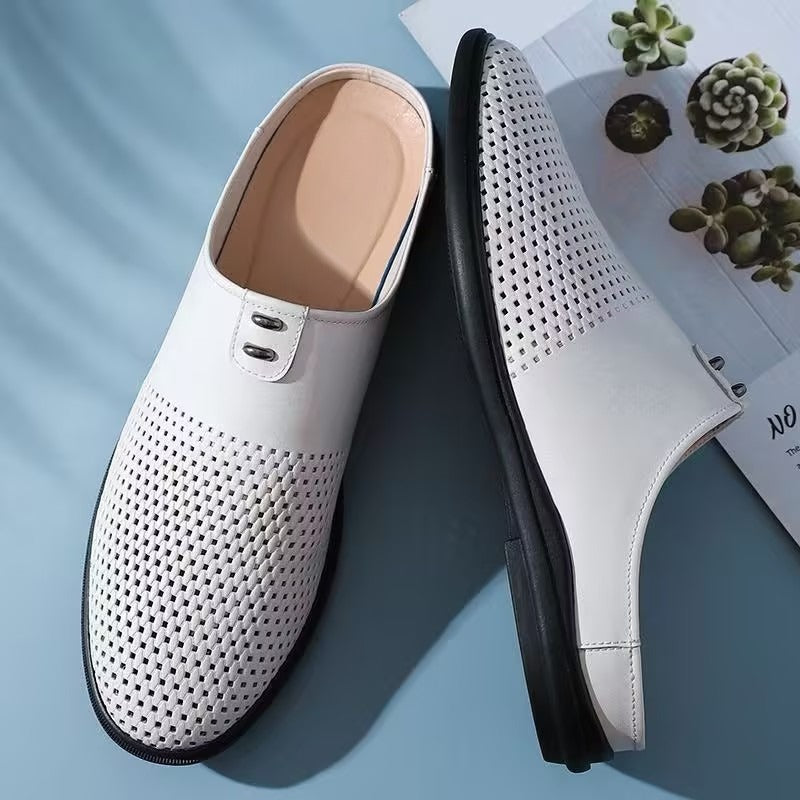 Men's Leather Mesh Comfort Slip-On Shoes