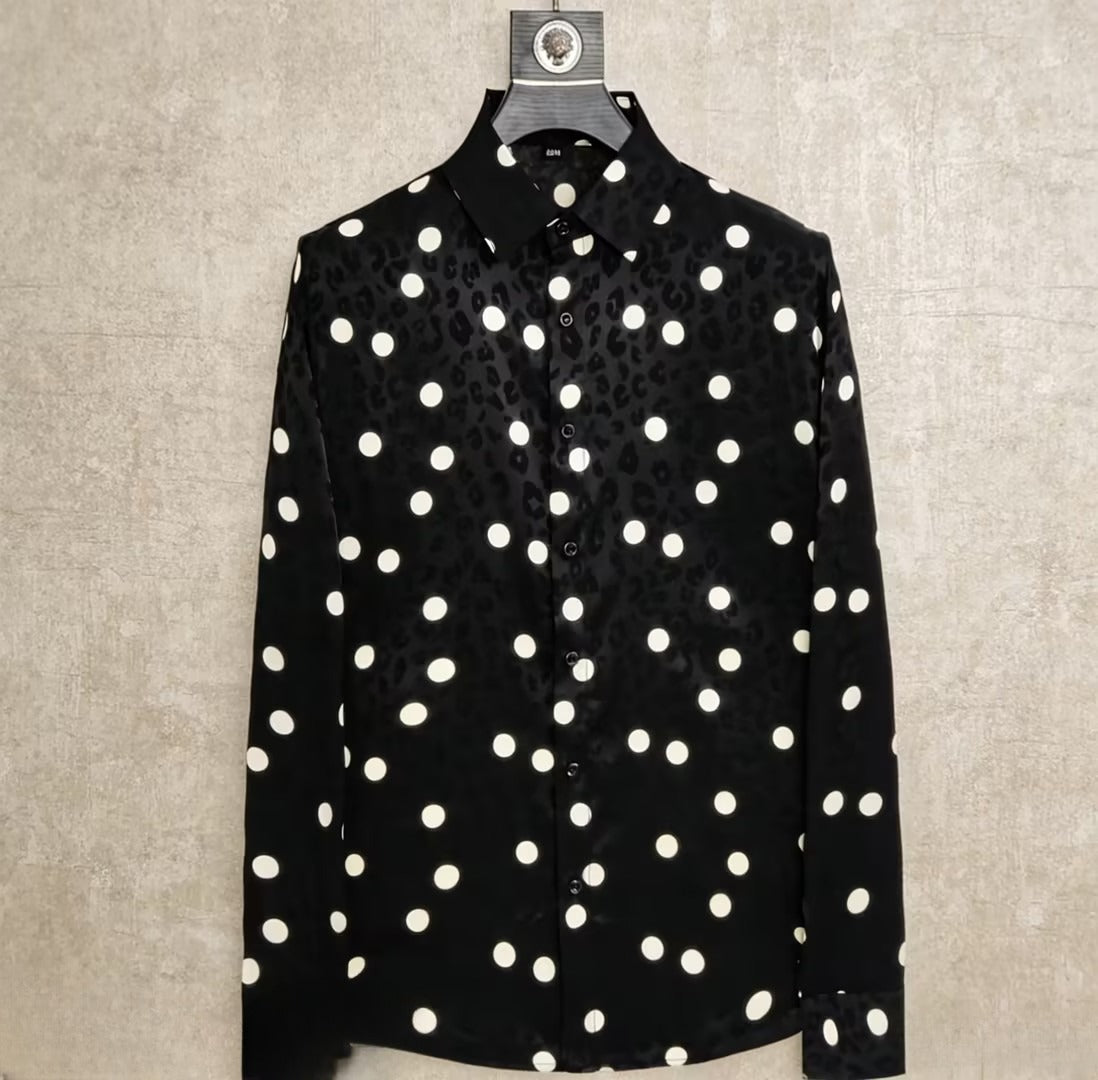 Men's Retro Polka Dot Leopard Print Shirt