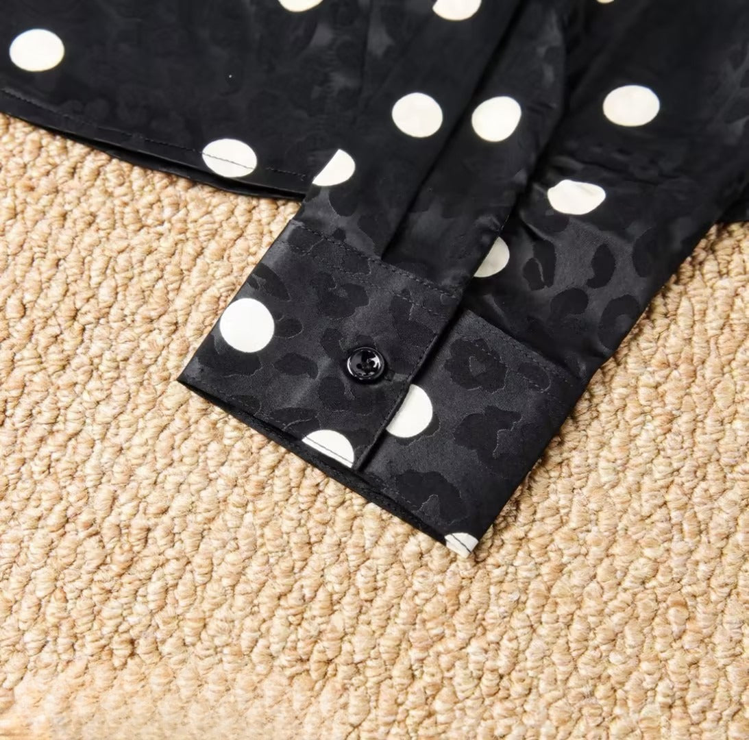 Men's Retro Polka Dot Leopard Print Shirt