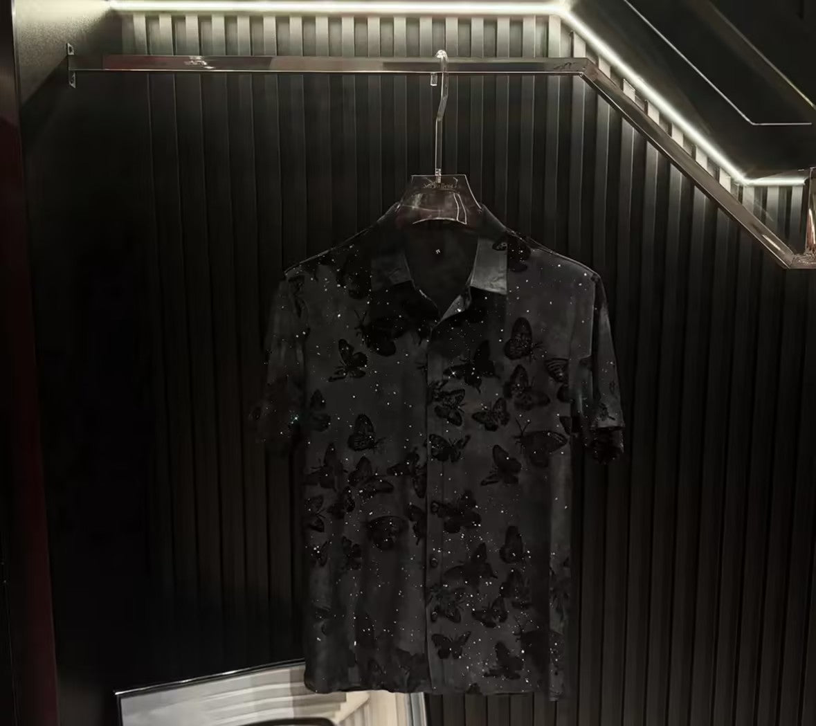 Men's Rhinestone Butterfly Short-Sleeve Top