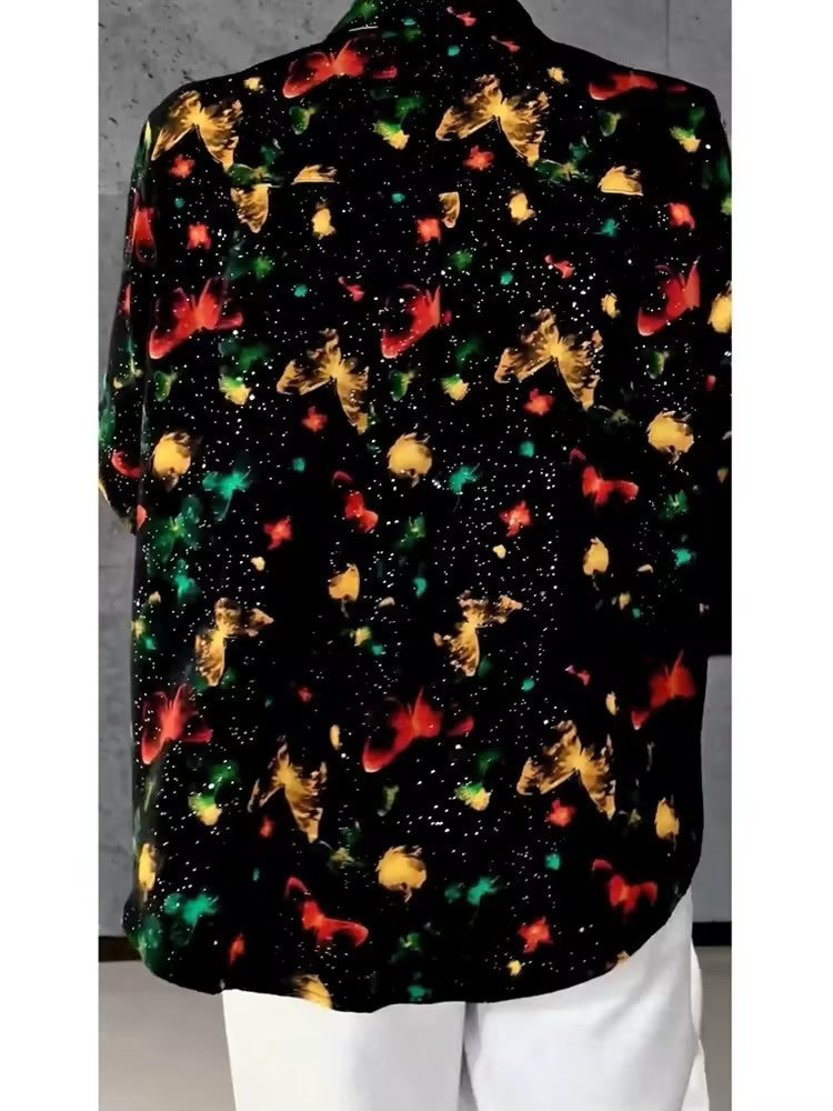 Men's Printed Rhinestone Shirt
