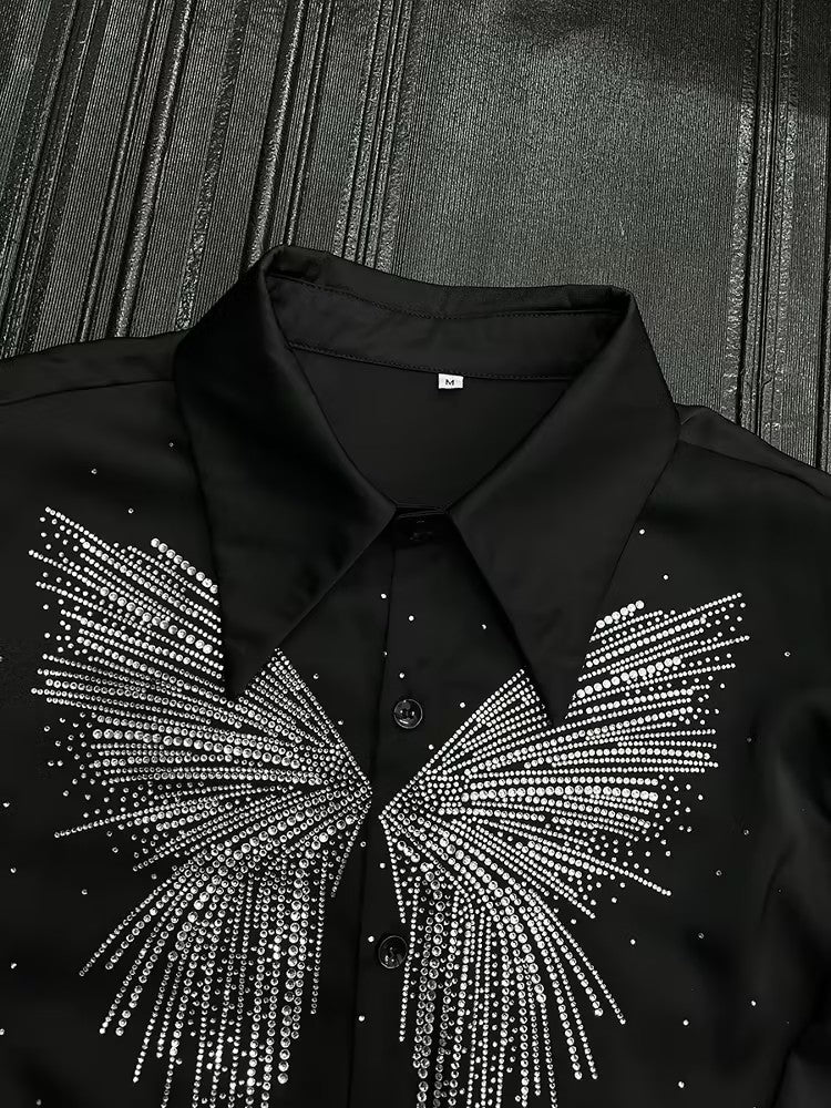 Butterfly Rhinestone Men's Shirt