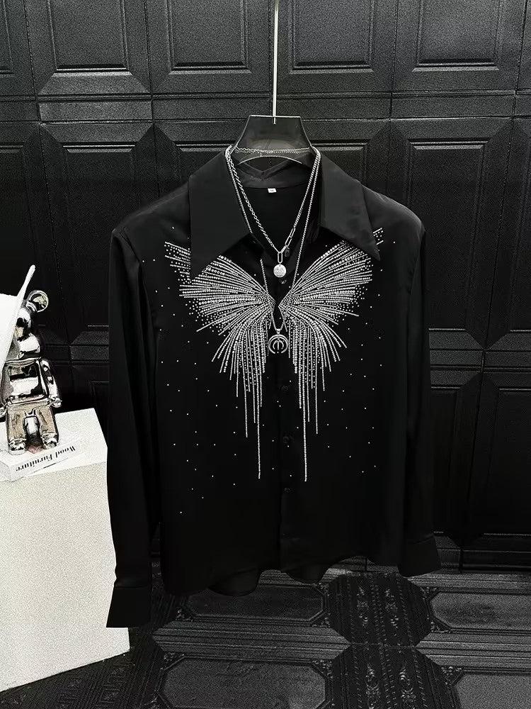 Butterfly Rhinestone Men's Shirt