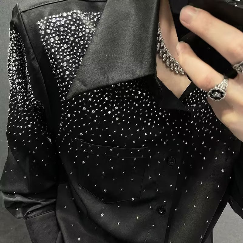 Men's textured rhinestone shirt