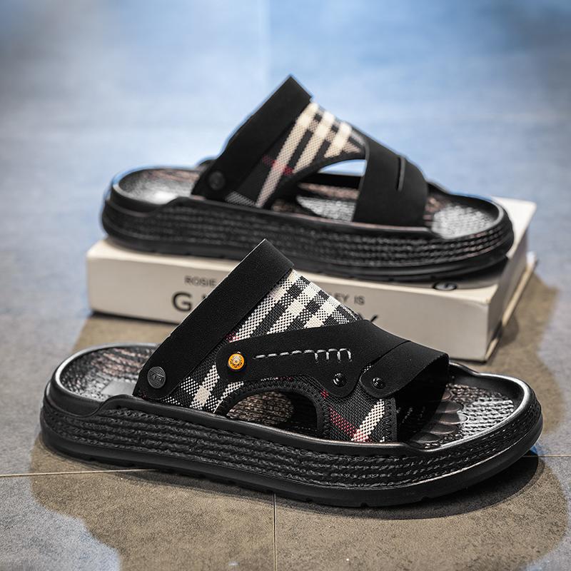 Men's plaid casual slippers