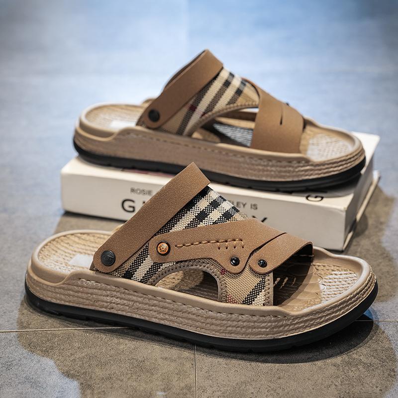 Men's plaid casual slippers