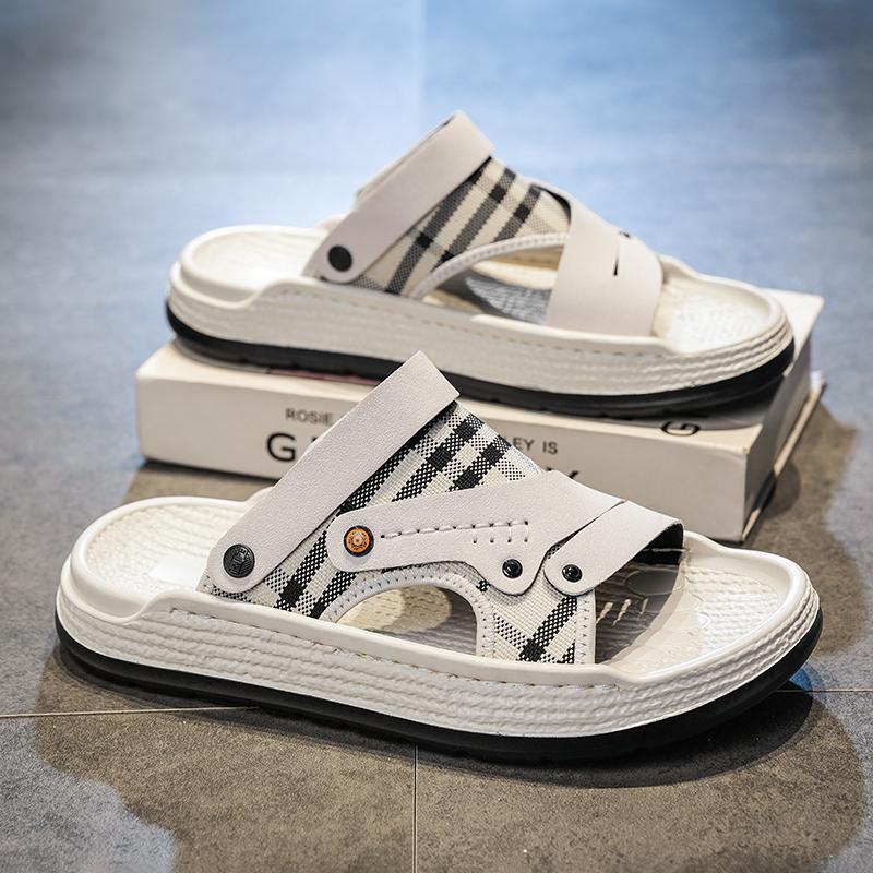 Men's plaid casual slippers